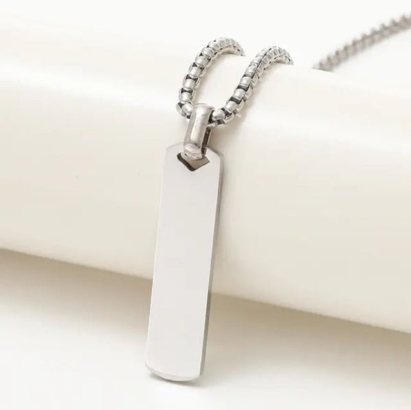 Vertical Bar Men's Necklace - Engravable | Stainless Steel