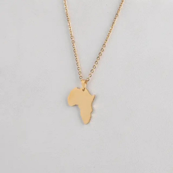 Gold Africa Map Necklace