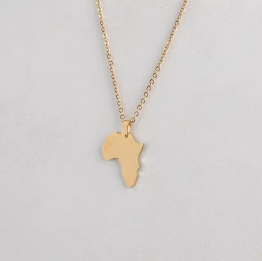 Gold Africa Map Necklace