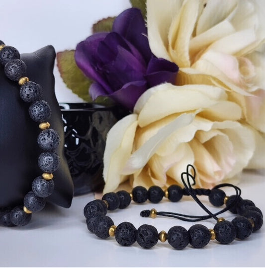 Lava Stone Bracelets - Brass Collection