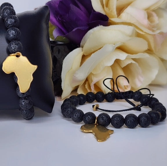 Lava Stone Bracelets - Brass Collection