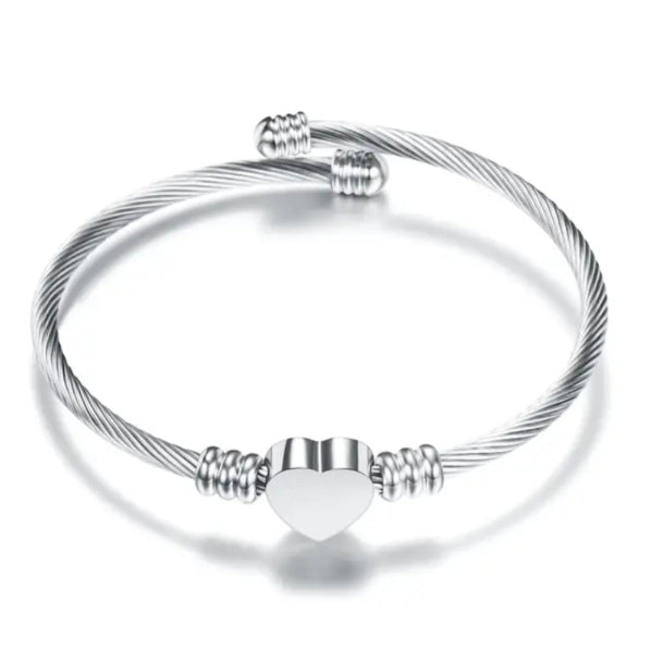 Silver Heart Bangle