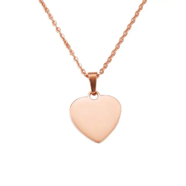Gold Rose Heart Pendant Necklace