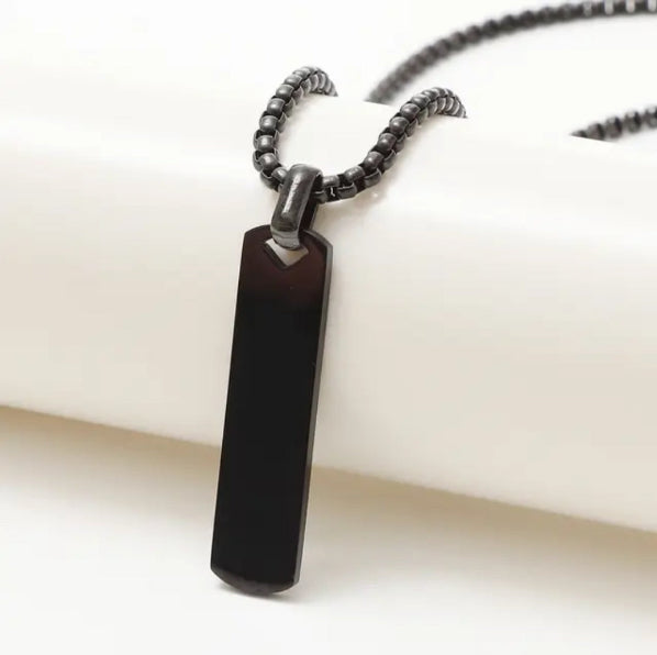 Vertical Bar Men's Necklace - Engravable | Stainless Steel