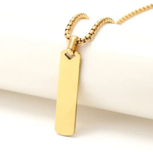 Vertical Bar Men's Necklace - Engravable | Stainless Steel