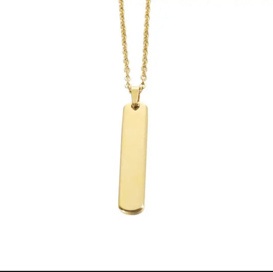 Gold Stainless Steel Vertical Bar Necklace